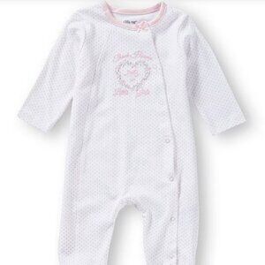 Baby Girl Pink Girly Footie Pajamas, 3M 100% Cotton Baby Pajamas - Little Me NWT